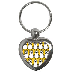 Yellow Owl Background Key Chains (heart) 