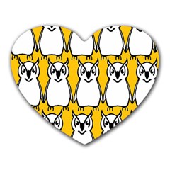 Yellow Owl Background Heart Mousepads