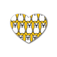 Yellow Owl Background Heart Coaster (4 Pack) 