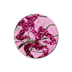 Love Browning Deer Glitter Rubber Round Coaster (4 Pack) 