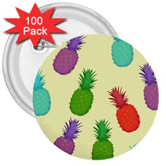 Colorful Pineapples Wallpaper Background 3  Buttons (100 Pack) 