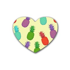 Colorful Pineapples Wallpaper Background Heart Coaster (4 Pack) 