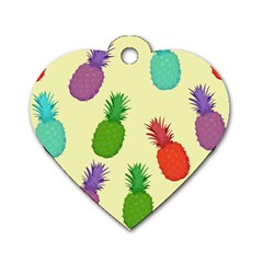 Colorful Pineapples Wallpaper Background Dog Tag Heart (one Side) by Sudhe