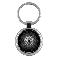 Fractal Filigree Lace Vintage Key Chains (round) 