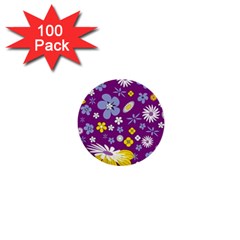 Floral Flowers 1  Mini Buttons (100 Pack) 