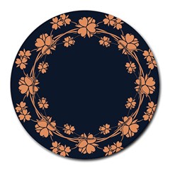 Floral Vintage Royal Frame Pattern Round Mousepads