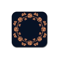 Floral Vintage Royal Frame Pattern Rubber Coaster (square)  by Sudhe