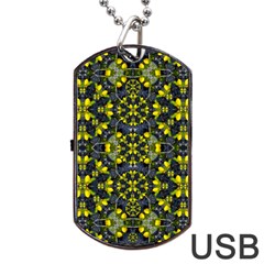 Fresh Clean Spring Flowers In Floral Wreaths Dog Tag Usb Flash (one Side) by pepitasart