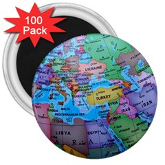 Globe World Map Maps Europe 3  Magnets (100 Pack)