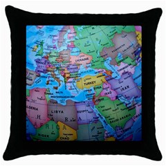 Globe World Map Maps Europe Throw Pillow Case (black)