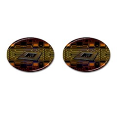 Processor Cpu Board Circuits Cufflinks (oval)