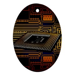 Processor Cpu Board Circuits Oval Ornament (two Sides)