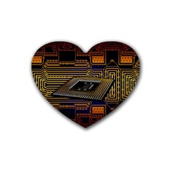 Processor Cpu Board Circuits Rubber Coaster (heart) 