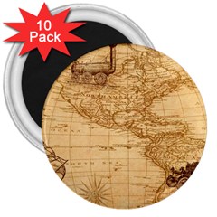 Map Discovery America Ship Train 3  Magnets (10 Pack)  by Sudhe