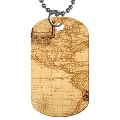 Map Discovery America Ship Train Dog Tag (one Side)