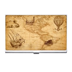 Map Discovery America Ship Train Business Card Holder