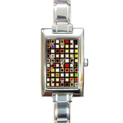 Squares Colorful Texture Modern Art Rectangle Italian Charm Watch