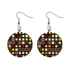 Squares Colorful Texture Modern Art Mini Button Earrings