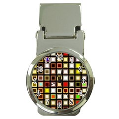 Squares Colorful Texture Modern Art Money Clip Watches