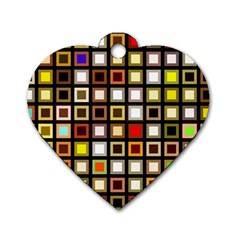 Squares Colorful Texture Modern Art Dog Tag Heart (two Sides)