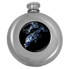 Smoke Flame Dynamic Wave Motion Round Hip Flask (5 Oz)