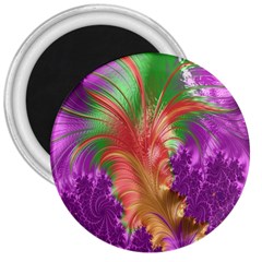 Fractal Purple Green Orange Yellow 3  Magnets