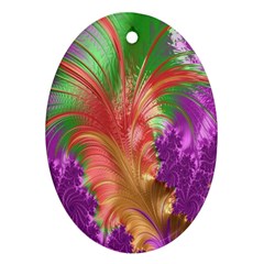 Fractal Purple Green Orange Yellow Ornament (oval)