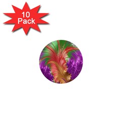 Fractal Purple Green Orange Yellow 1  Mini Buttons (10 Pack) 