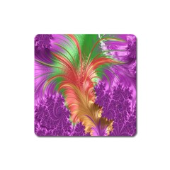 Fractal Purple Green Orange Yellow Square Magnet