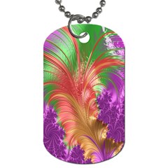 Fractal Purple Green Orange Yellow Dog Tag (one Side)