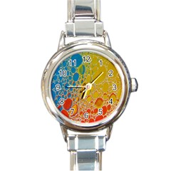 Bubbles Abstract Lights Yellow Round Italian Charm Watch