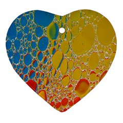 Bubbles Abstract Lights Yellow Heart Ornament (two Sides)