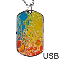 Bubbles Abstract Lights Yellow Dog Tag Usb Flash (two Sides) by Sudhe
