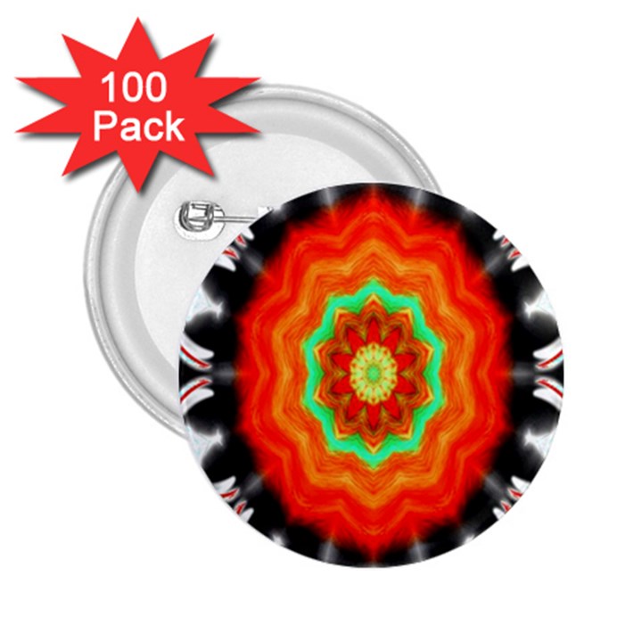 Abstract Kaleidoscope Colored 2.25  Buttons (100 pack) 