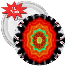 Abstract Kaleidoscope Colored 3  Buttons (10 Pack) 