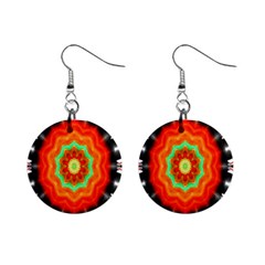 Abstract Kaleidoscope Colored Mini Button Earrings