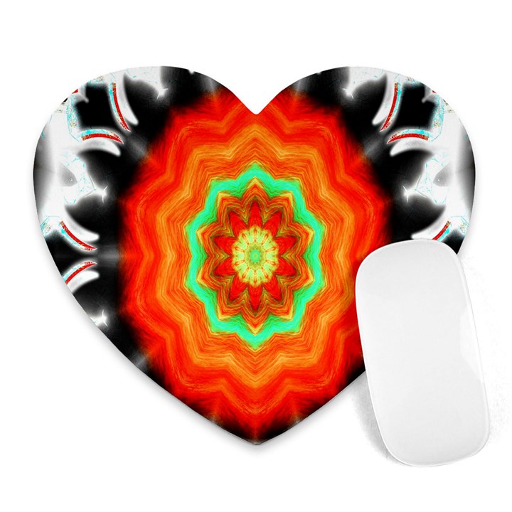 Abstract Kaleidoscope Colored Heart Mousepads