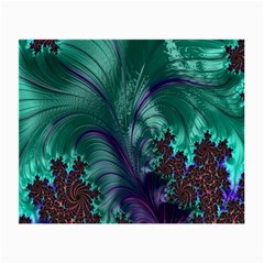 Fractal Turquoise Feather Swirl Small Glasses Cloth (2-side) by Sudhe