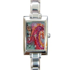 Color Rainbow Abstract Flow Merge Rectangle Italian Charm Watch