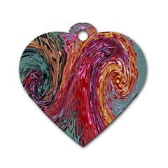 Color Rainbow Abstract Flow Merge Dog Tag Heart (one Side)