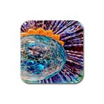 Multi Colored Glass Sphere Glass Rubber Square Coaster (4 pack)  Front