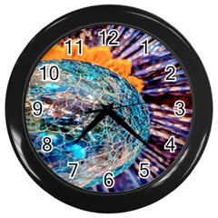 Multi Colored Glass Sphere Glass Wall Clock (black)