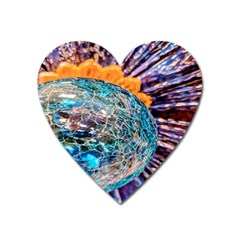 Multi Colored Glass Sphere Glass Heart Magnet