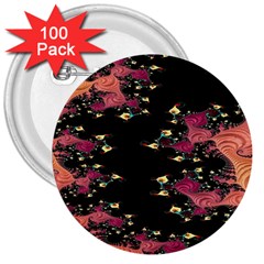 Fractal Fantasy Art Design Swirl 3  Buttons (100 Pack) 