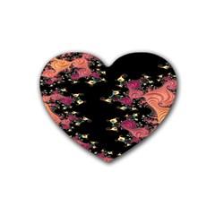 Fractal Fantasy Art Design Swirl Rubber Coaster (heart) 