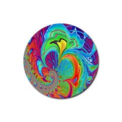 Fractal Art Psychedelic Fantasy Rubber Round Coaster (4 Pack) 