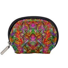 Background Psychedelic Colorful Accessory Pouch (small) by Sudhe