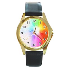 Psychedelic Background Wallpaper Round Gold Metal Watch