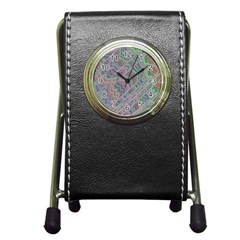 Psychedelic Background Pen Holder Desk Clock