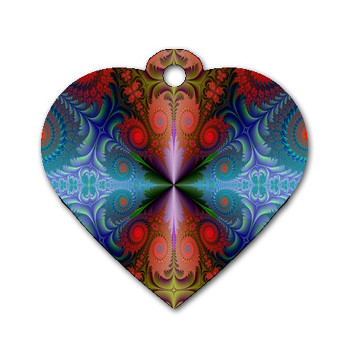 Fractal Background Design Dog Tag Heart (Two Sides)